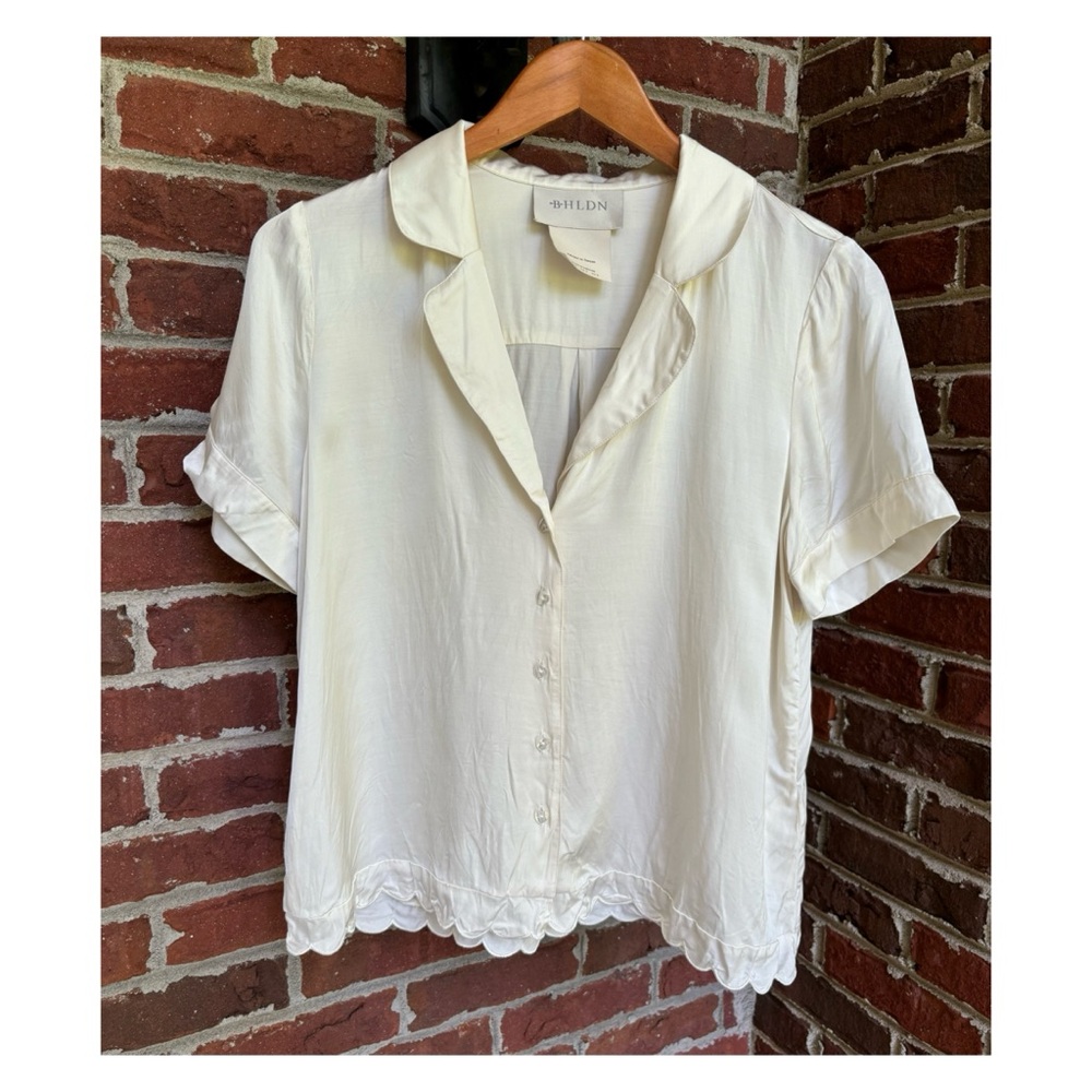 BHLDN Juniper Scalloped Short Pajama Set - Cream